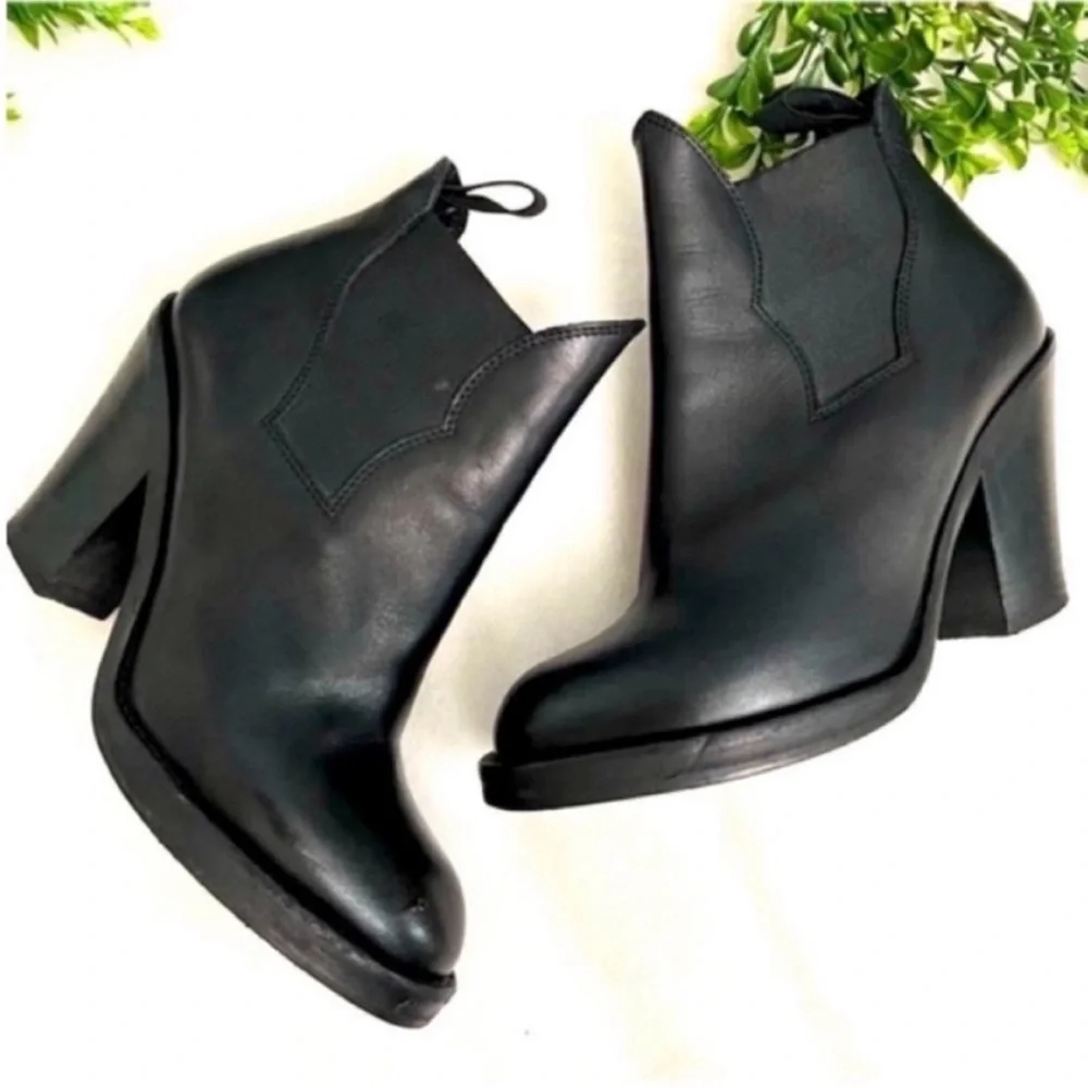 Acne Studios Women's Black Leather High Heel Chelsea Boot Size 37 - Picture 6 of 12
